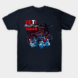 YETI Beatdown Squad (Half Text - Blue and Red) T-Shirt